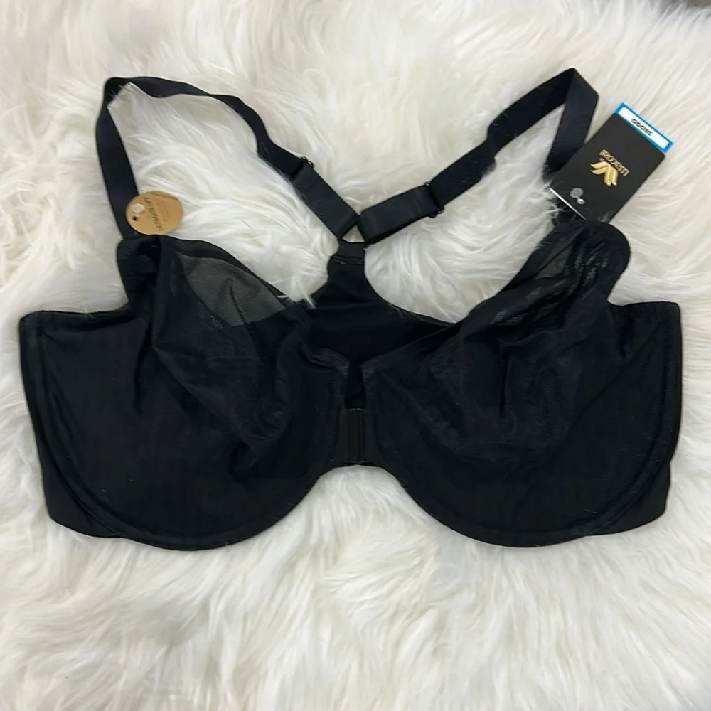 Wacoal Elevated Allure Front Close Underwire Bra Size 38DDD Black Lift 855436